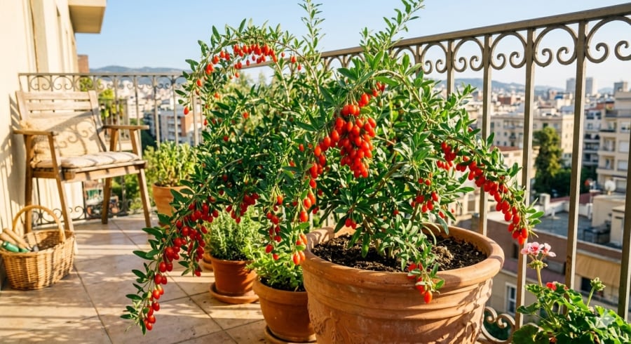 Đặt kỷ tử ở nơi nhiều ánh sáng giúp cây phát triển tốt và tăng giá trị phong thủy.  