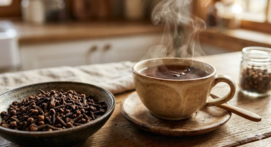 Đinh hương chứa eugenol – hoạt chất có khả năng hỗ trợ giảm viêm và kiểm soát acid uric.