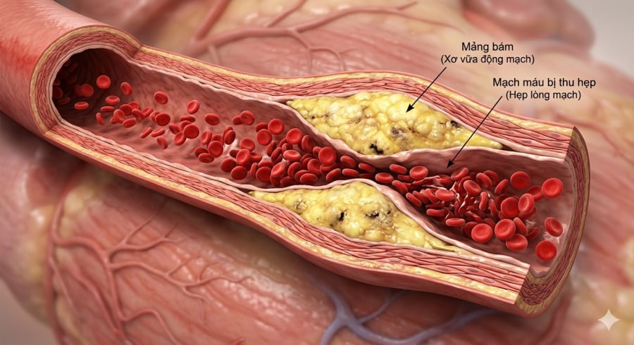 Chế độ ăn uống thiếu kiểm soát có thể góp phần làm tăng nguy cơ xơ vữa động mạch.