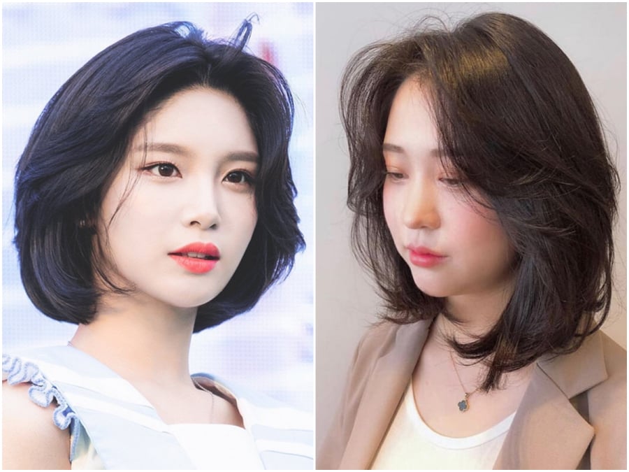  Phần đuôi tóc được uốn ôm nhẹ vào khuôn mặt giúp tạo cảm giác gọn gàng và cân đối hơn.