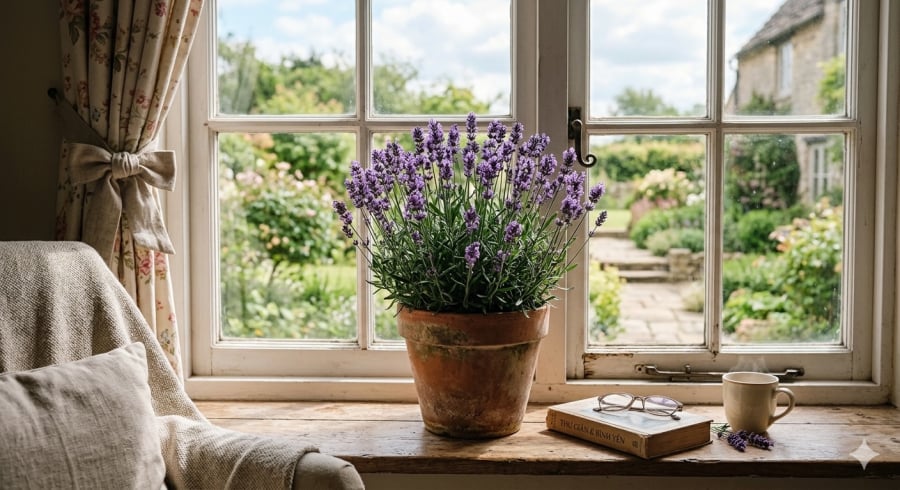 Oải hương giúp không gian yên tĩnh và hỗ trợ giấc ngủ tự nhiên.