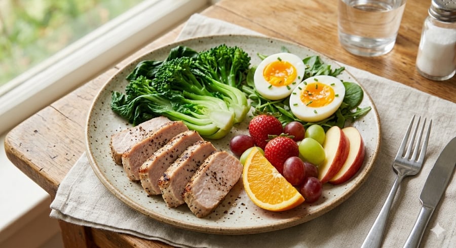 Bữa ăn cân bằng dinh dưỡng giúp duy trì năng lượng khi giảm cân