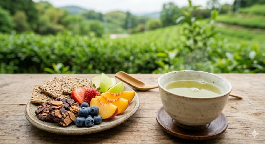 Kết hợp trà xanh với chế độ ăn cân bằng giúp phát huy lợi ích sức khỏe