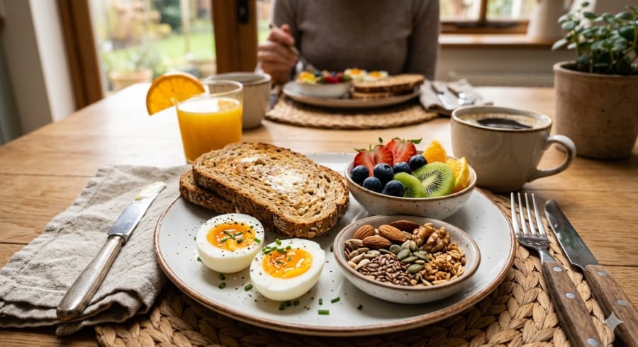 Kết hợp đa dạng thực phẩm giúp bữa sáng cân bằng và duy trì năng lượng ổn định.