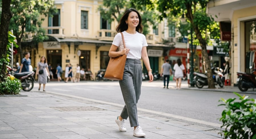 Áo thun trung tính mang đến sự linh hoạt cho những ngày làm việc nhẹ nhàng.