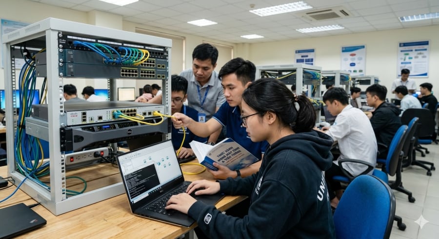 Thực hành là phần quan trọng giúp sinh viên ngành mạng sẵn sàng làm việc ngay sau khi tốt nghiệp.