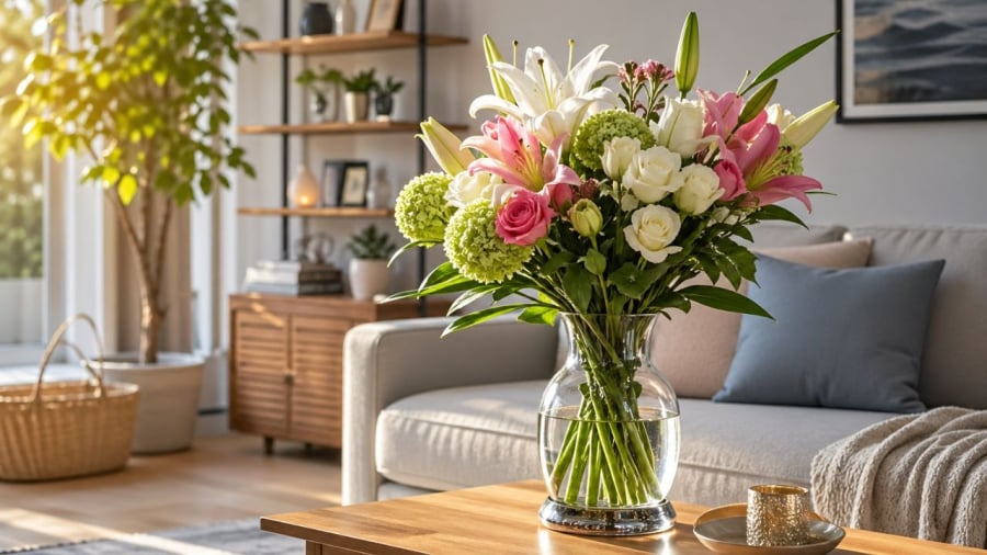 Cần chú ý vị trí đặt bình hoa