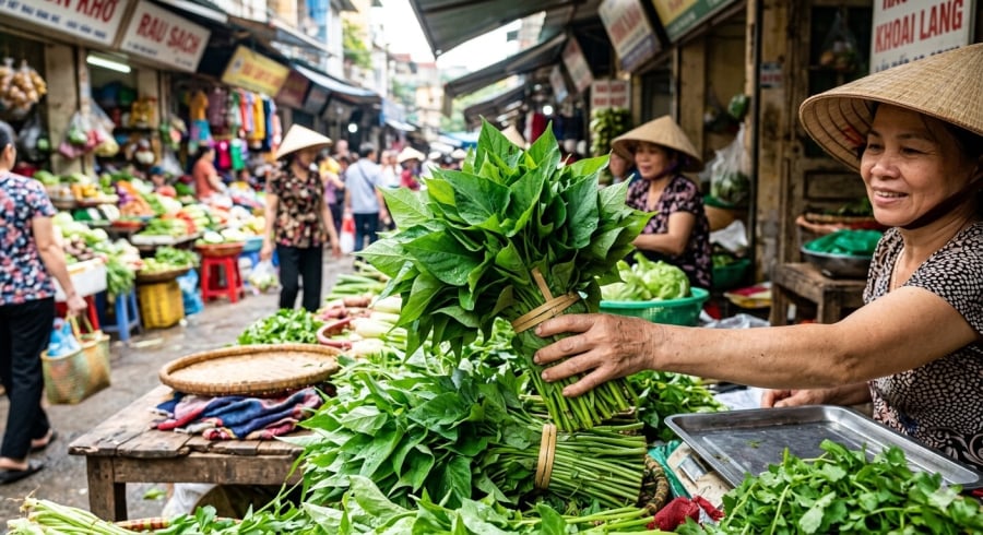 Lá khoai lang vào mùa hè thường non, xanh và dễ chế biến thành nhiều món ăn