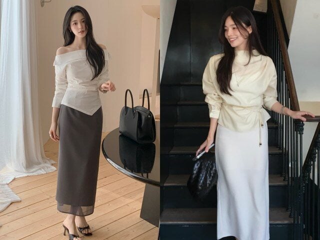 Nếu muốn thêm chút nữ tính mà không quá “bánh bèo”, áo blouse là gợi ý hợp lý.