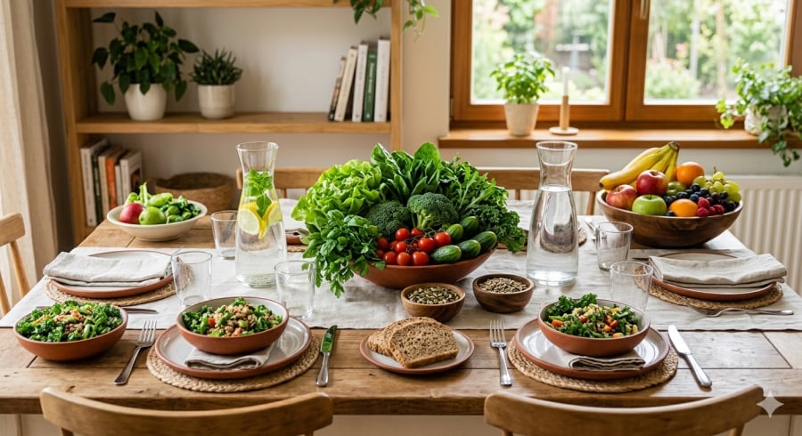 Chế độ ăn giàu rau xanh và đủ nước giúp giảm áp lực cho thận.