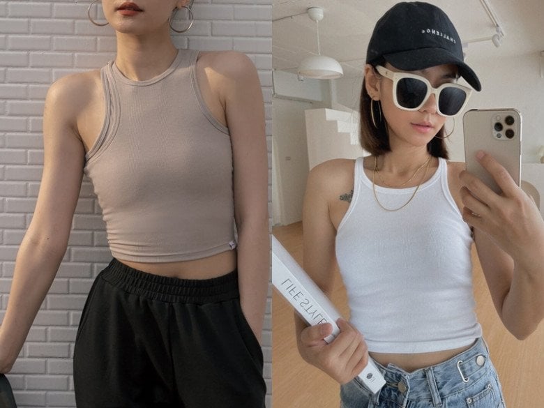Tank top là một trong những món đồ tiêu biểu của mùa hè nhờ thiết kế tối giản, không tay, giúp giải phóng phần vai và cánh tay.
