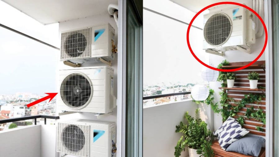 Cục nóng điều hòa có thể đặt ở ban công nhưng phải để ở nơi thông thoáng.
