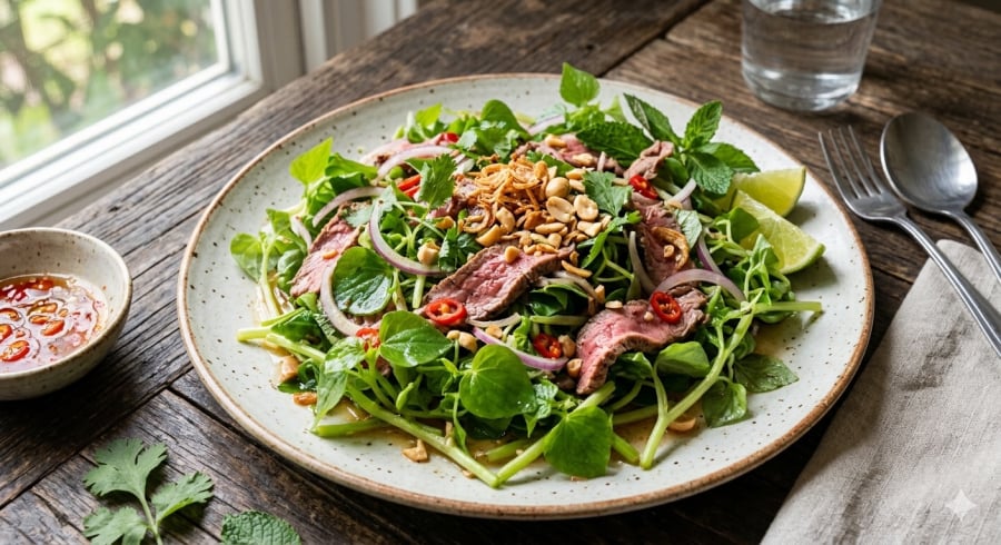 Salad rau càng cua – món ăn thanh mát, dễ chế biến trong bữa cơm gia đình.