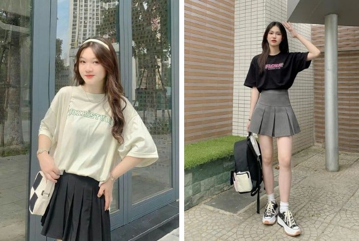 Nếu muốn giữ được sự mềm mại trong phong cách, chân váy ngắn là lựa chọn phù hợp.