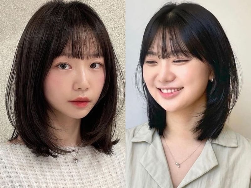  Các lớp tóc được tỉa so le nhẹ nhàng giúp ôm vào hai bên má và xương hàm, từ đó tạo hiệu ứng gương mặt thanh thoát hơn đáng kể.