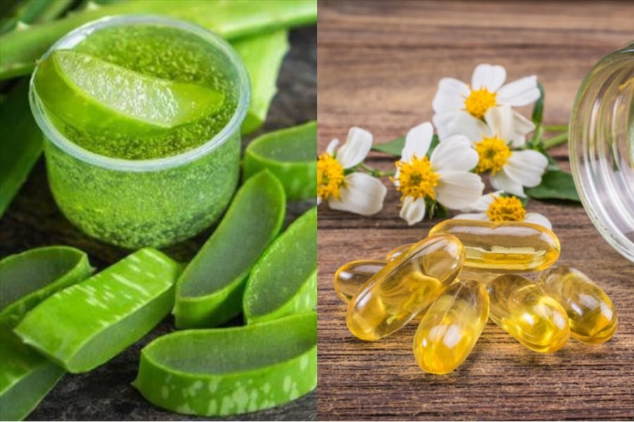 Một trong những công thức chăm sóc da đơn giản nhưng được nhắc đến khá nhiều gần đây là vitamin E trộn cùng gel nha đam.