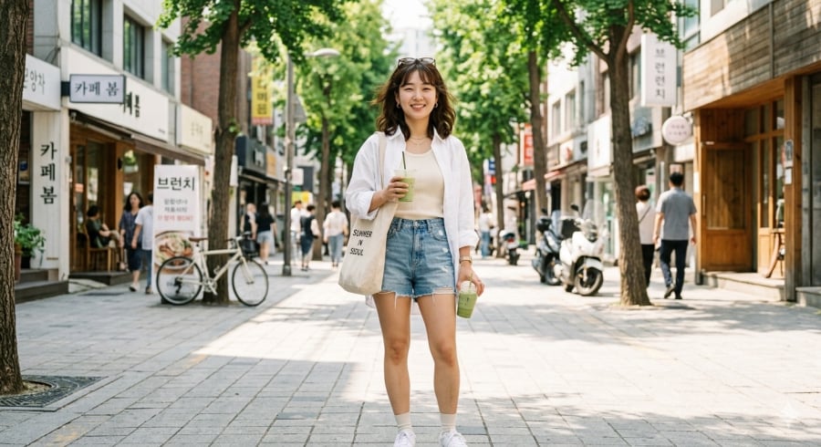 Sơ mi sáng màu kết hợp tank top và quần short là công thức mặc đẹp được nhiều chị em yêu thích mùa Hè 2026.
