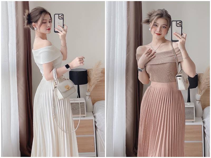 Sự kết hợp này tạo cảm giác mềm mại, bay bổng và đặc biệt phù hợp với những chuyến du lịch hoặc các buổi hẹn hò mùa hè.