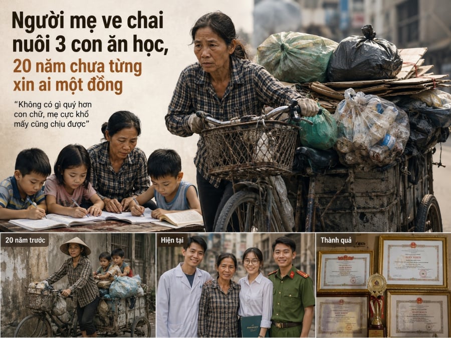 Người mẹ ve chai nuôi 3 con ăn học, 20 năm chưa từng xin ai một đồng