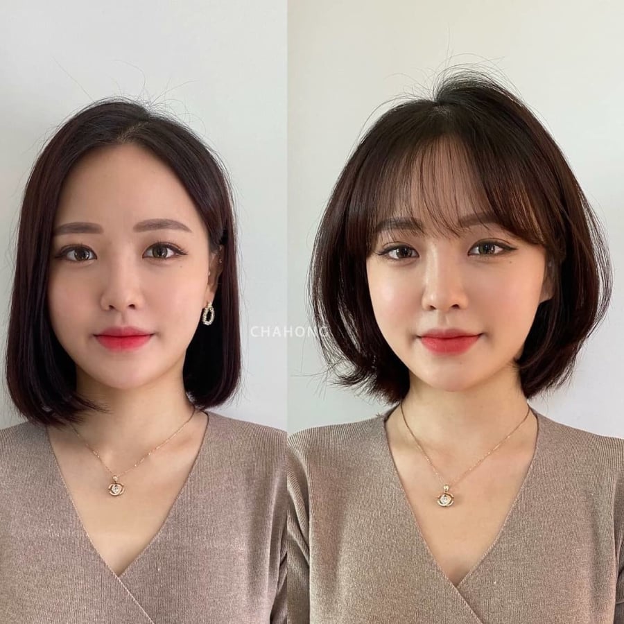 Phần đuôi tóc được cắt gọn giúp tổng thể trông dày hơn thay vì tạo cảm giác xơ xác ở phần ngọn.