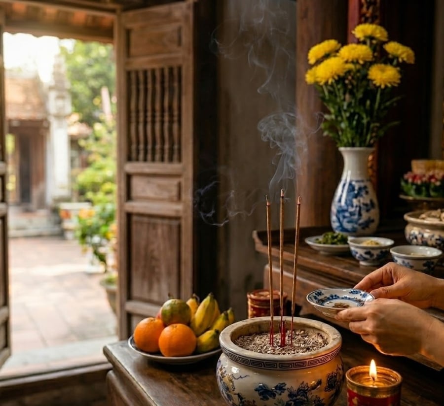 Ở góc độ thực tế, việc mở cửa còn giúp khói hương thoát ra ngoài, hạn chế mùi ám trong nhà và giảm cảm giác ngột ngạt.