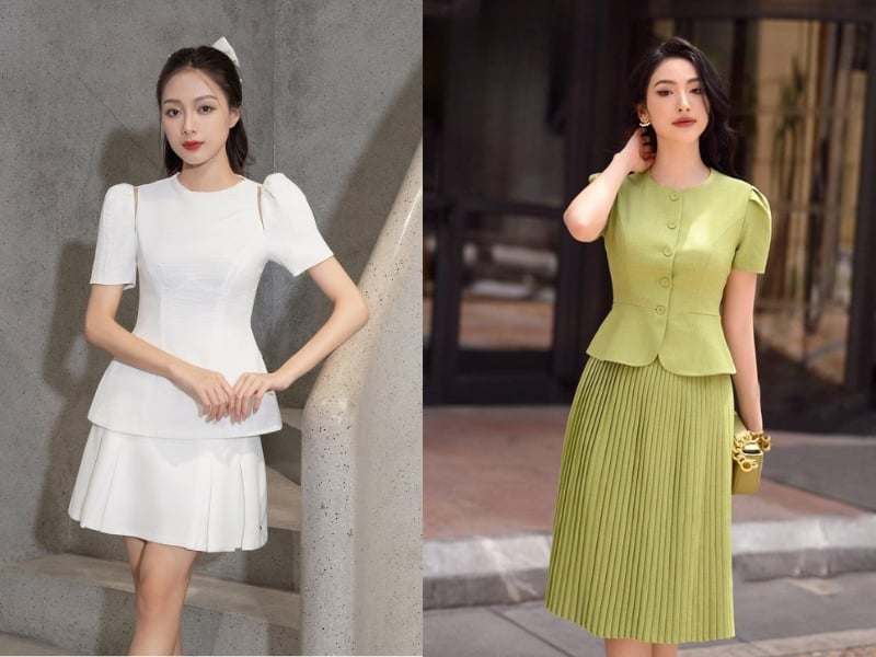 Thiết kế đặc trưng với phần xòe nhẹ ở eo giúp che khuyết điểm vòng hai hiệu quả mà không tạo cảm giác nặng nề.