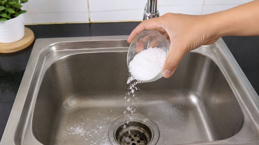 Muối giúp giảm mùi hôi từ cống bốc lên