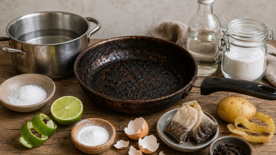 Mẹo làm sạch nồi chảo cháy đen chỉ bằng những thứ dễ có trong bếp 10 Nhiều thứ bạn nghĩ chỉ bỏ đi nhưng lại rất hiệu quả khi nồi chảo không may bị cháy