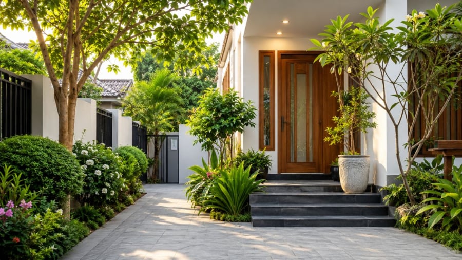 Trồng cây trước cửa nhà cần chú ý để vừa đạt thẩm mỹ vừa an toàn