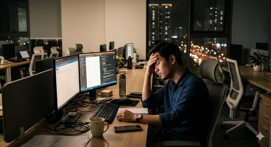 Kiệt sức công việc thường bắt đầu bằng cảm giác mệt mỏi và mất động lực kéo dài.