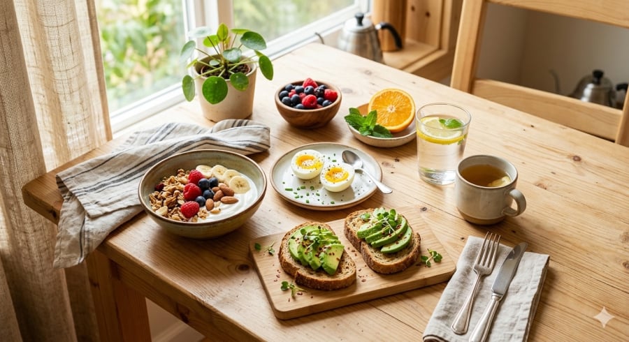 Bữa sáng đủ chất giúp cơ thể tỉnh táo và duy trì năng lượng ổn định suốt ngày dài.