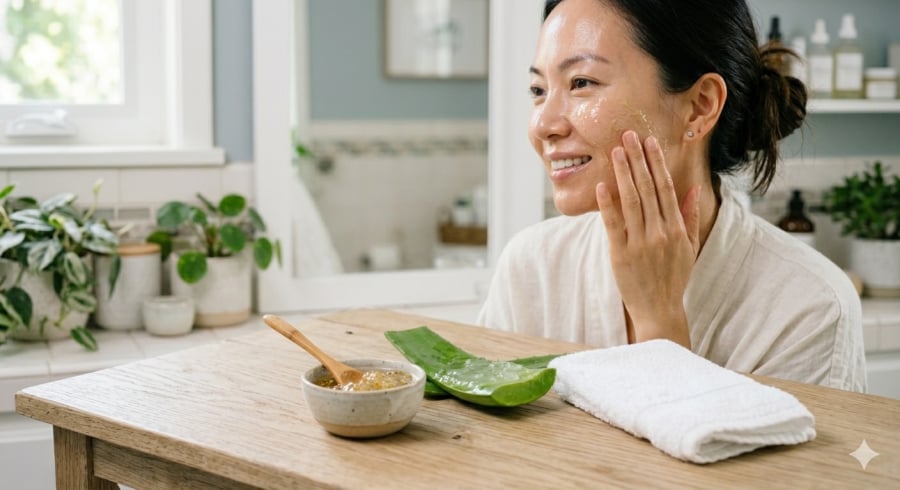 Kết hợp nha đam với mật ong hoặc sữa chua là mẹo làm đẹp được nhiều phụ nữ áp dụng để hỗ trợ dưỡng da mềm mịn, đều màu hơn.