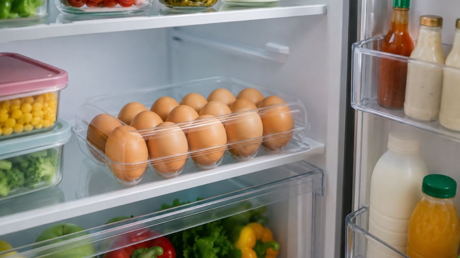 Cất trứng trong tủ lạnh, để cánh tủ là sai. Hãy nhớ vị trí vàng dưới đây 10 Hãy để trứng ở giữa ngăn hoặc ngăn trên