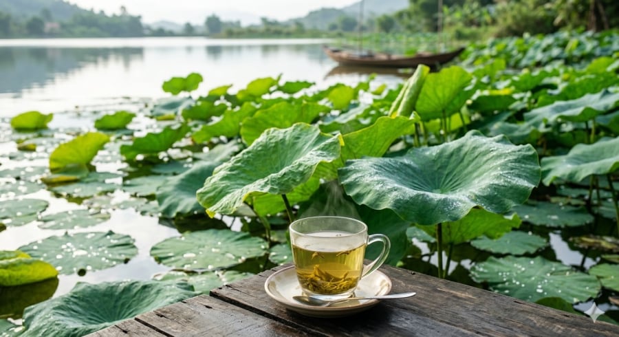 Lá sen được nhiều người dùng làm trà nhờ công dụng hỗ trợ thanh lọc cơ thể và giảm mỡ máu.