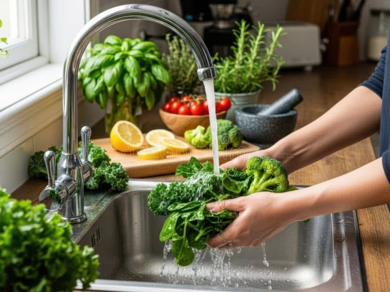 Rửa dưới vòi nước chảy đôi khi làm sạch hơn