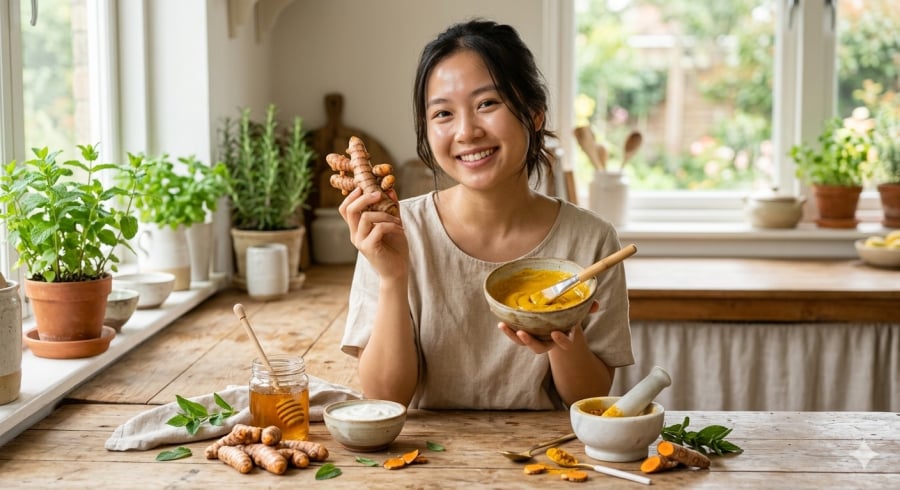 Nghệ tươi chứa curcumin – hoạt chất được nhiều người dùng để hỗ trợ làm mờ thâm nám và giúp da trông sáng khỏe hơn.