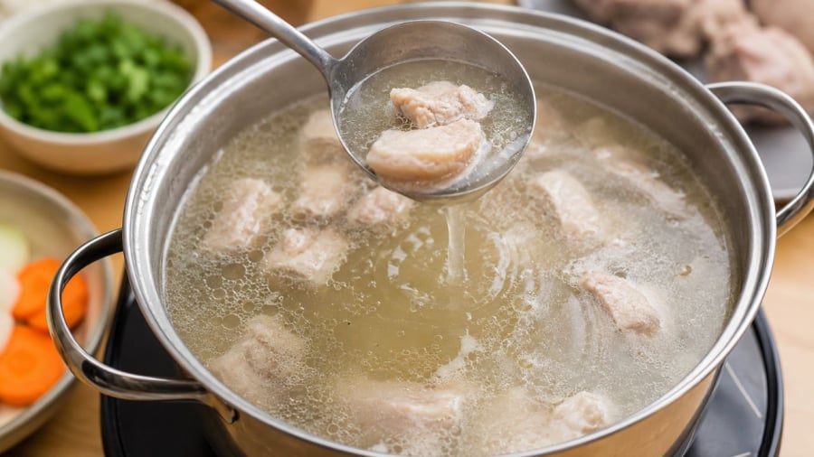 Nước luộc thịt khá nhiều dinh dưỡng nhưng cần dùng đúng cách