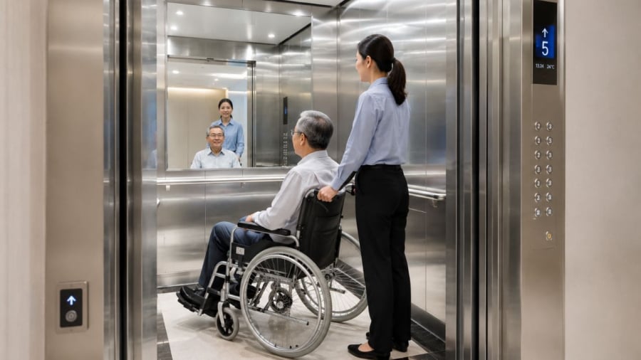 Gương giúp hỗ trợ người đi xe lăn