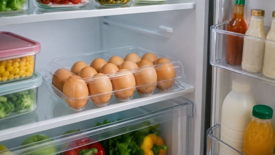 Một thói quen khác nhiều người hay làm là lấy trứng ra khỏi hộp hoặc vỉ để sắp xếp lại cho gọn. Tuy nhiên, điều này có thể ảnh hưởng đến chất lượng bảo quản.    