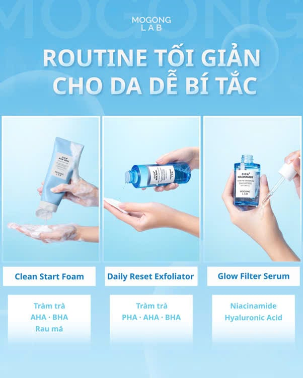 Trọn bộ Routine 3 bước Mogong Lab giúp da sạch, lớp make up bền suốt ngày dài