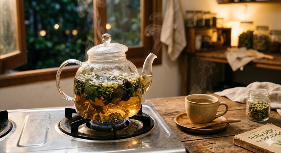 Nhiều loại lá quen thuộc trong dân gian được dùng để đun nước uống buổi tối, giúp cơ thể thư giãn và dễ chịu hơn trong những ngày hè oi bức.