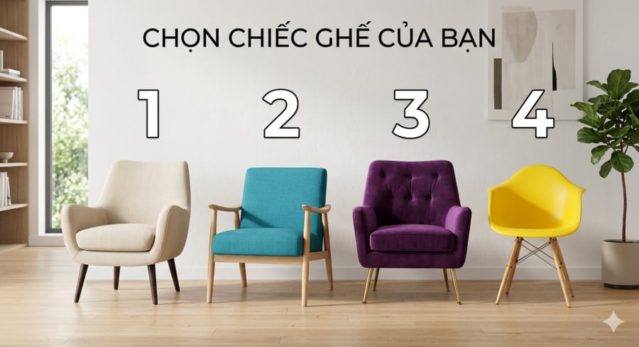 Bạn sẽ chọn ngồi chiếc ghế nào đầu tiên? Đừng suy nghĩ quá lâu, trực giác thường tiết lộ nhiều điều hơn bạn tưởng. Kết quả có thể hé lộ kiểu sống phù hợp với bạn nhất!