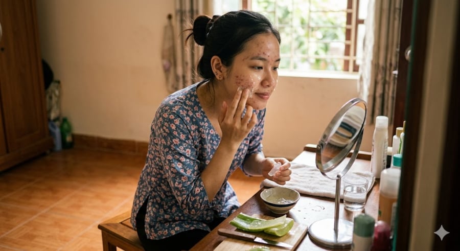 Nha đam mua về cần rửa sạch, gọt bỏ hoàn toàn vỏ xanh, ngâm phần thịt gel trong nước muối loãng pha chút chanh khoảng 10-15 phút để loại bỏ sạch nhựa mủ (nhựa vàng).