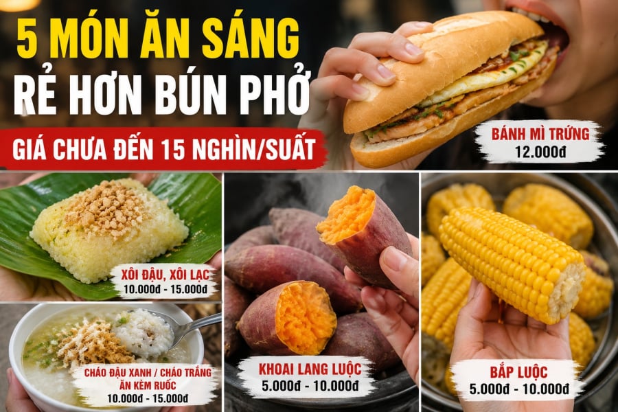 5 món ăn sáng rẻ hơn bún phở, giá chưa đến 15 nghìn/suất
