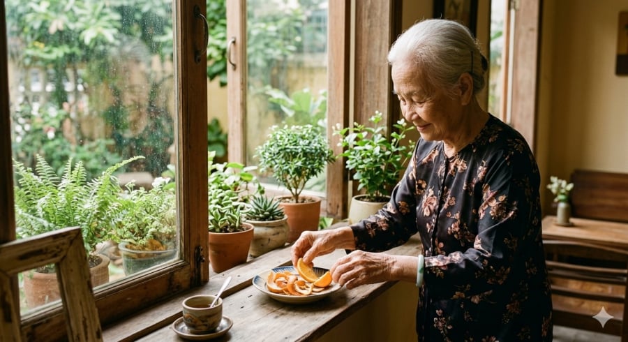 Không chỉ giúp căn phòng có mùi thơm dễ chịu, vỏ cam còn gắn với nhiều kinh nghiệm dân gian quen thuộc.