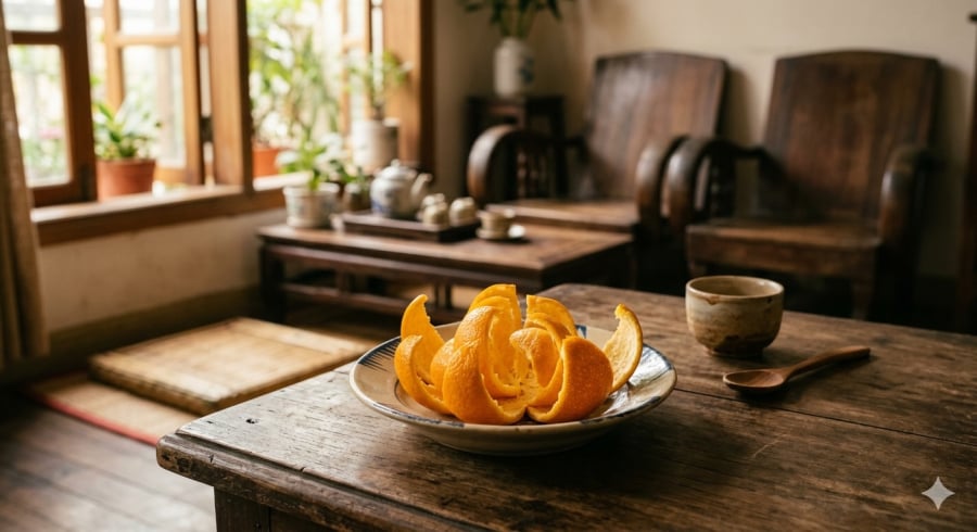 Nhiều người lớn tuổi có thói quen giữ lại vỏ cam để tạo hương thơm tự nhiên cho không gian sống.