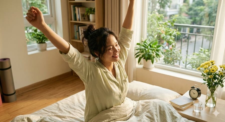 Lượng nước bọt tiết ra giảm vào ban đêm nên khô miệng nhẹ là bình thường. 