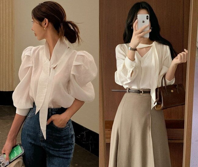Những thiết kế có chi tiết nhún bèo, tay phồng nhẹ, cổ nơ hoặc chất liệu mềm mại đang được nhiều phụ nữ yêu thích bởi khả năng tạo điểm nhấn tinh tế.