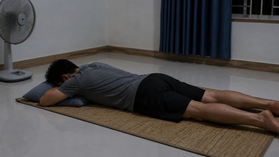 Nằm ngủ ở sàn vẫn nên cẩn thận 