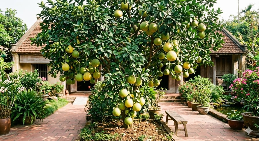 Cây bưởi có tuổi thọ cao, tán rộng và thường được nhiều gia đình lựa chọn để tạo bóng mát cho sân vườn.